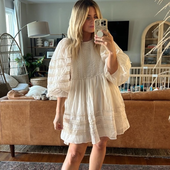 ASOS Dresses & Skirts - ASOS Cream Puff Sleeve Mini Dress | EDITION Volume Sleeve Mini Smock Dress
